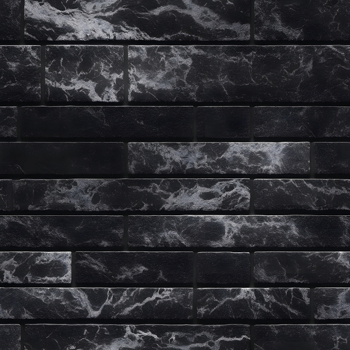 Cracked Black Brick Wall with Rough, Eroded Surface seamless PBR texture preview