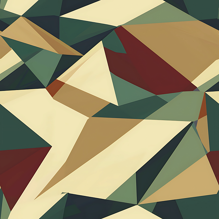 Stylized Geometric Camouflage with Earthy Palette seamless PBR texture preview