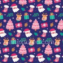 seamless Seamless 3D PBR Christmas Pink Festive Cartoon Pattern Texture texture 8k free download PBR