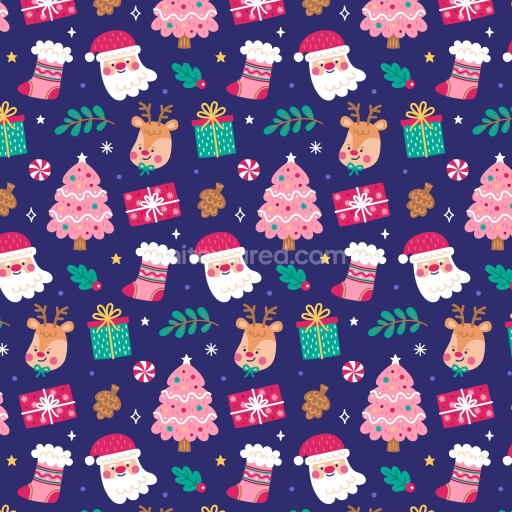 Seamless 3D PBR Christmas Pink Festive Cartoon Pattern Texture