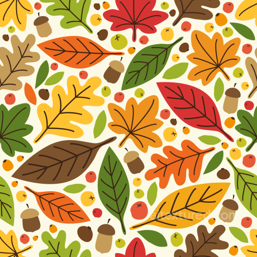 Featuring Autumn Leaves and Acorns Pattern seamless Autumn Leaves  PBR texture