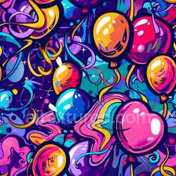 seamless Seamless 3D PBR texture featuring vibrant graffiti balloons and festive ribbons texture 8k free download PBR