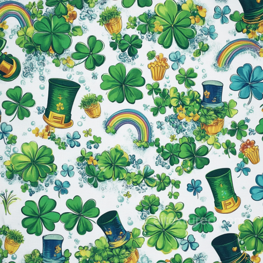 Featuring St Patrick Themed Shamrocks, Rainbows, And Leprechaun Hats seamless St patrick digital paper bundle PBR texture