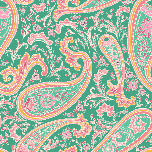 Retro Paisley Fabric Texture with Floral Motifs seamless Retro Paisley PBR texture