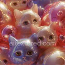seamless Seamless 3D Inflated PBR Texture of Translucent Cat Head Bubbles with Reflective Surface texture 8k free download PBR