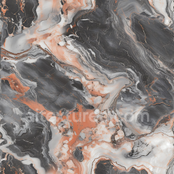 seamless Seamless 3D Fior Di Pesco Natural Marble PBR Texture Featuring Black, White, and Orange Swirling Veins texture 8k free download PBR