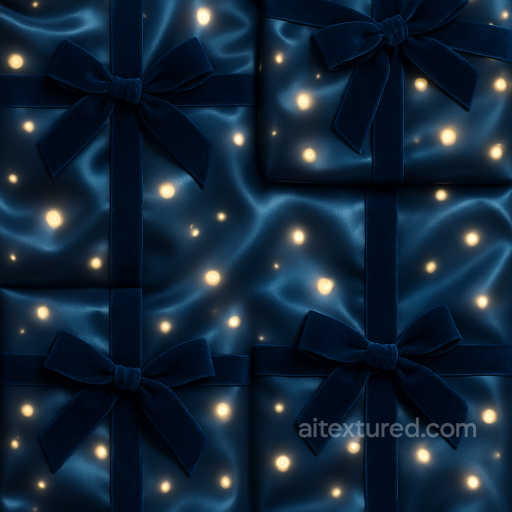 Satin Shine Midnight Blue Velvet Ribbon Holiday Glow seamless New Year PBR texture