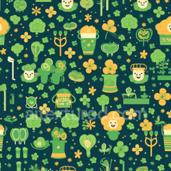 seamless Seamless 3D PBR Digital Paper Texture with St Patrick Themed Icons texture 8k free download PBR