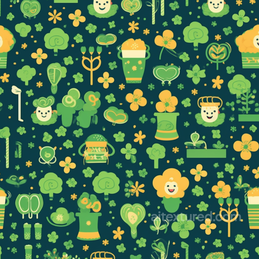 Digital Paper Texture with St Patrick Themed Icons seamless St patrick digital paper bundle PBR texture