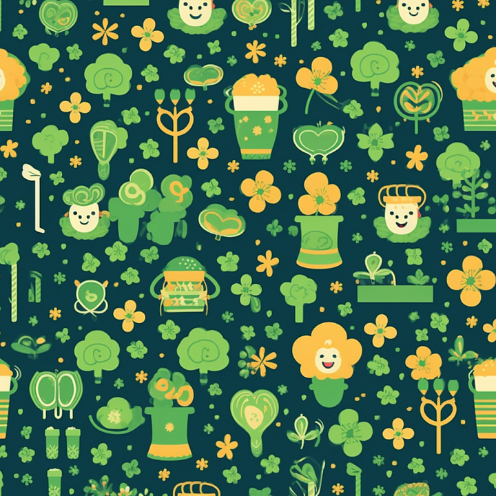 Digital Paper with St Patrick Themed Icons seamless PBR texture preview