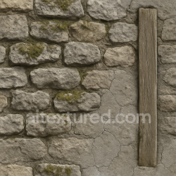 seamless Seamless 3d texture pbr 8k stone wall fence with mossy stone and cracked concrete base texture 8k free download PBR