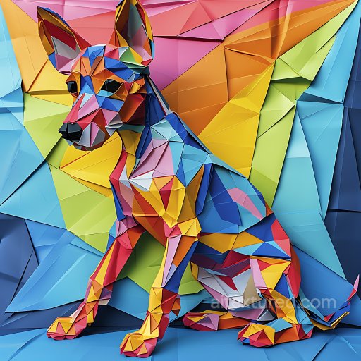 Animal - Seamless 3D PBR Texture of Origami-Style Brazilian Terrier in Multicolor texture preview