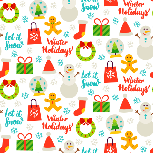 Seamless 3D PBR Texture Featuring Christmas Digital Paper with Festive Icons