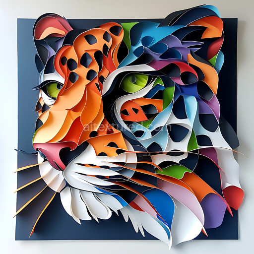 Seamless 3D PBR Texture Featuring Stylized Clouded Leopard Origami Pattern