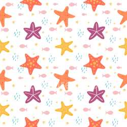 Pattern Bundle - Seamless 3D PBR Pattern Texture Featuring Colorful Starfish and Marine Motifs texture preview