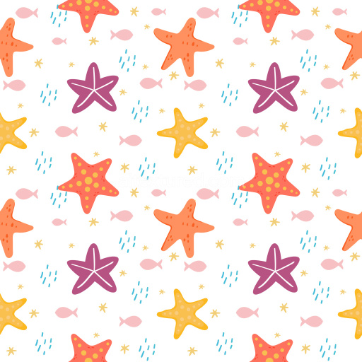 Pattern Bundle - Seamless 3D PBR Pattern Texture Featuring Colorful Starfish and Marine Motifs texture preview