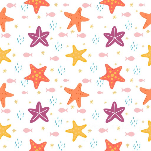 Pattern Texture Featuring Colorful Starfish and Marine Motifs seamless Pattern Bundle PBR texture
