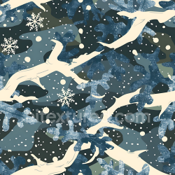 seamless Seamless 3D Winter Woodland Camouflage PBR Texture with Stylized Snowflakes and Organic Shapes texture 8k free download PBR