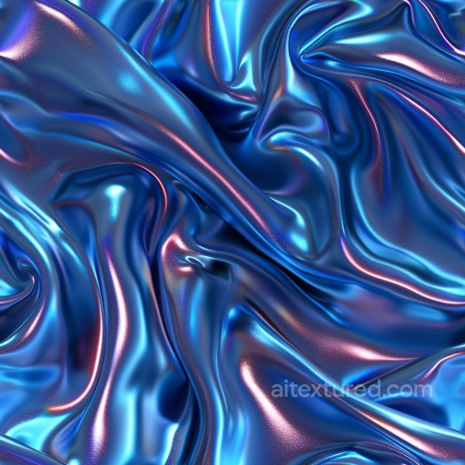 Seamless 3D PBR Texture of Glossy Blue Satin Fabric with Iridescent Highlights texture preview