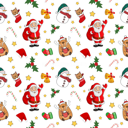 Pattern Bundle - Seamless 3D Pattern PBR Texture Featuring Cartoon Christmas Icons and Festive Motifs texture preview