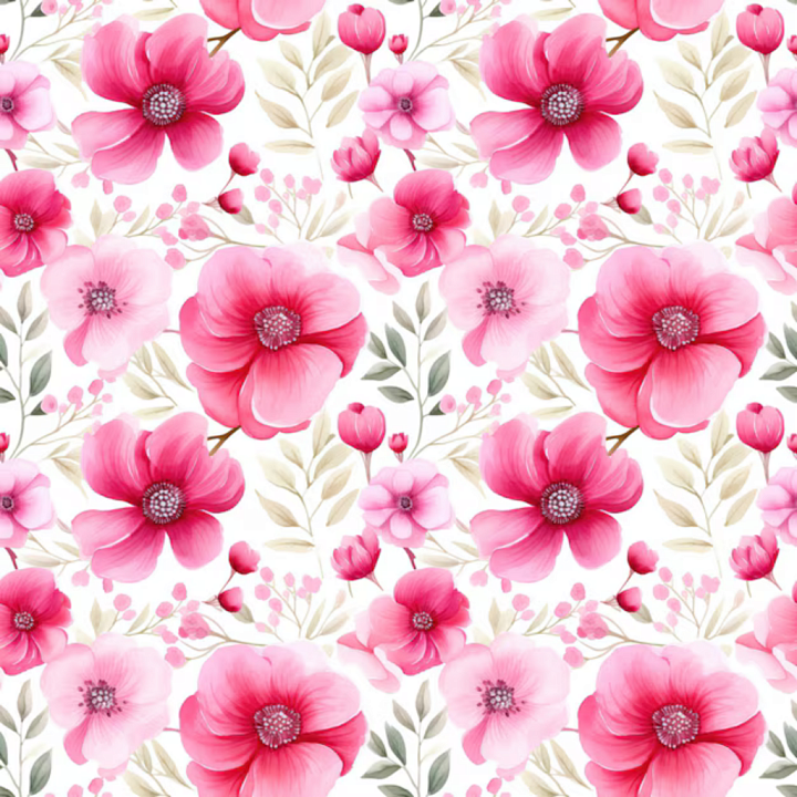 Pink Flower Pattern on Soft Fabric seamless PBR texture preview
