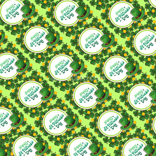 Preview — Seamless 3D PBR digital paper texture with St Patrick's Day clover and hat pattern