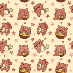 Pattern Bundle - Seamless 3D Pattern PBR Texture Featuring Cute Brown Bears with Easter Eggs and Floral Mo… texture preview