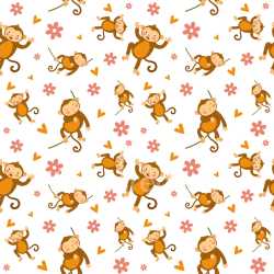 Pattern Bundle - Seamless 3D Pattern PBR Texture with Playful Monkey Motifs and Floral Elements texture preview