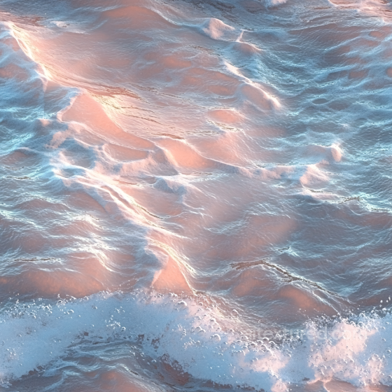 Water PBR Texture Featuring Gentle Ocean Waves and Soft Pink Foam Highlights Water texture preview