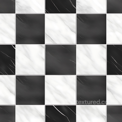 Black and White Checkered Marble Floor Texture with Polished Finish seamless Marble PBR texture