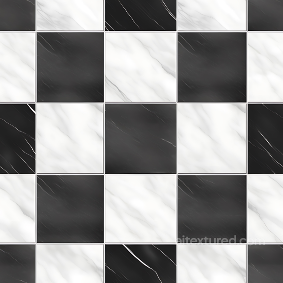 Black and White Checkered Marble Floor Texture with Polished Finish Marble texture preview