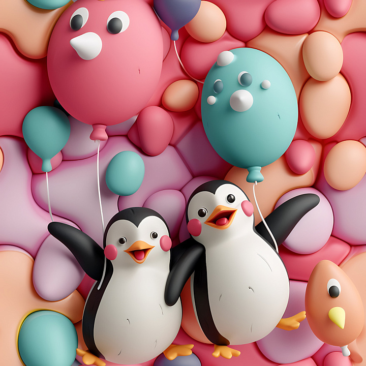 Inflated Balloon Cell in Pastel Colors seamless PBR texture preview