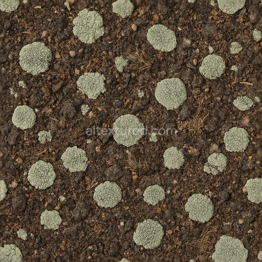 Preview — Seamless 3d texture pbr 8k lichen crust ground surface with lichen patches and organic debris
