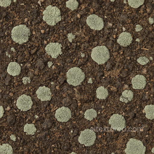 Lichen Crust Ground Surface With Lichen Patches And Organic Debris seamless Ground surface PBR texture