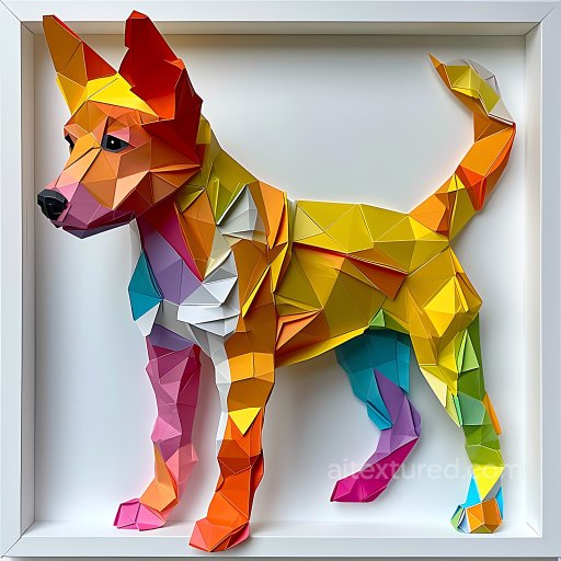 Animal - Seamless 3D PBR Texture of Origami-Inspired Multicolor Carolina Dog Pattern texture preview