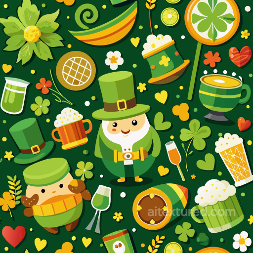 with St Patrick Themed Cartoon Illustrations seamless St patrick digital paper bundle PBR texture