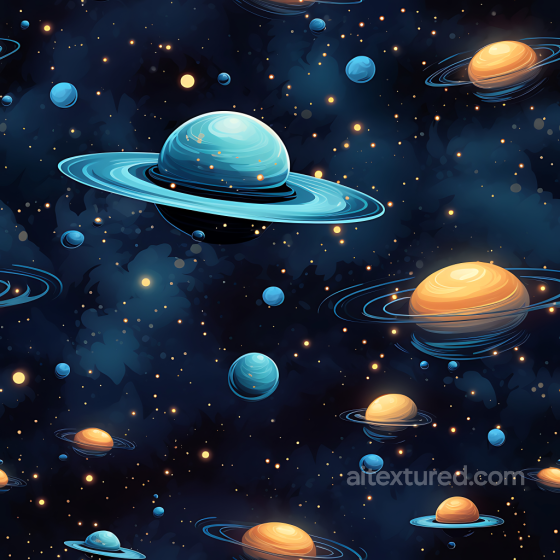 Space PBR Texture Featuring Colorful Ringed Planets and Starfield Star, space, planets texture preview