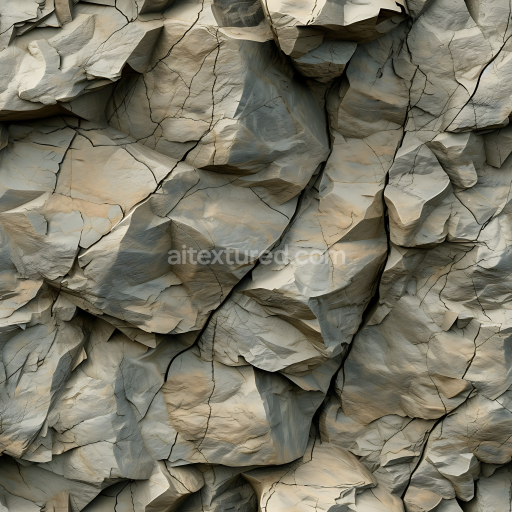 Seamless 3D Stone PBR Texture Featuring Cracked and Layered Cliff Rock Surface