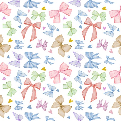 Pattern PBR Texture Featuring Colorful Polka Dot Bows and Hearts seamless Pattern Bundle PBR texture