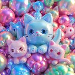 seamless Seamless 3D Inflated Vinyl Cat Plush PBR Texture with Iridescent Colors texture 8k free download PBR