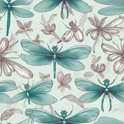 Featuring Detailed Dragonfly Wings and Botanical Sketches seamless Dragonfly PBR texture