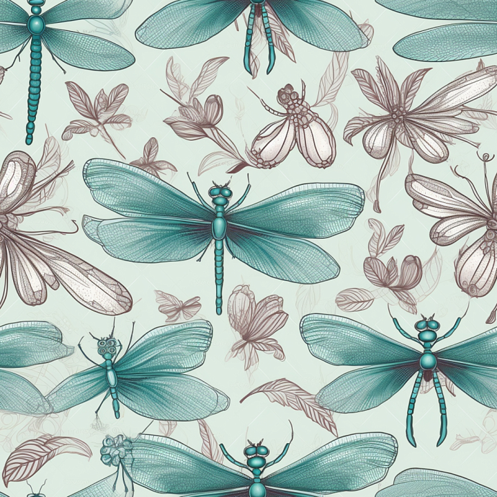 Featuring Detailed Dragonfly Wings and Botanical Sketches seamless PBR texture preview