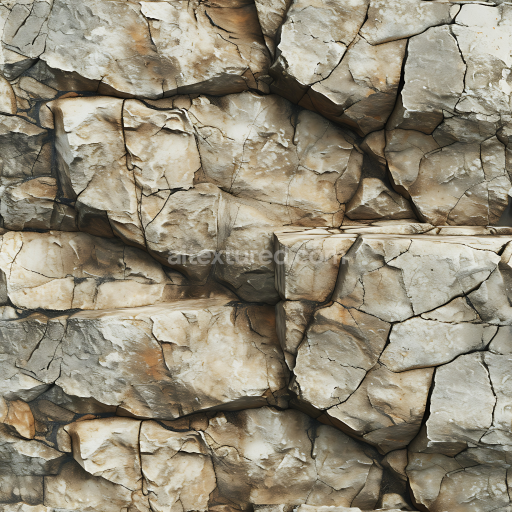 Seamless 3D Stone Rocky Cliff Wall PBR Texture with Weathered Cracks & Erosion