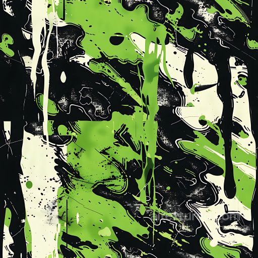 Stylized Green and Black Camouflage PBR Texture with Abstract Paint Splatters seamless Color Camouflage PBR texture