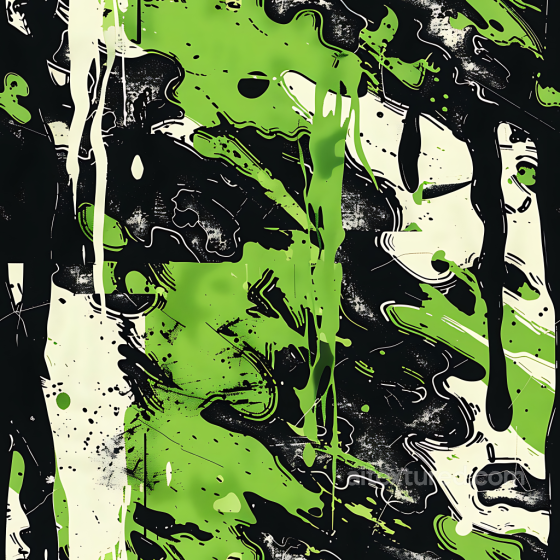 Stylized Green and Black Camouflage PBR Texture with Abstract Paint Splatters Color Camouflage texture preview