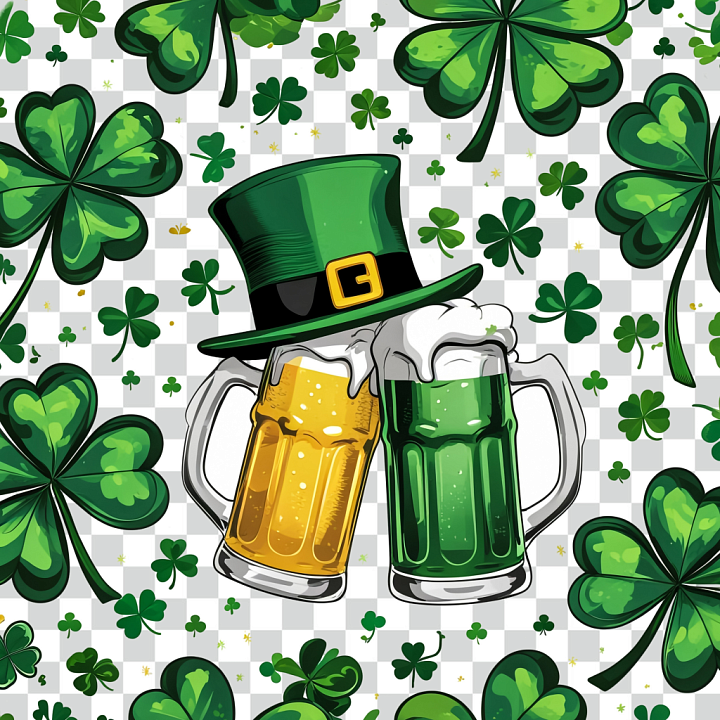 St Patrick Digital Paper Bundle of St Patrick's Shamrocks and Festive B… seamless PBR texture preview