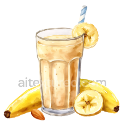 seamless Breakfast Banana Almond Smoothie with Fresh Bananas and Almonds Watercolor Illustration texture 8k free download PBR