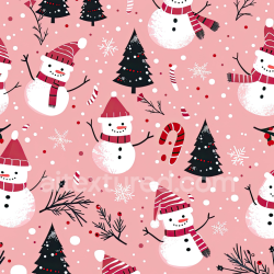 seamless Seamless 3D PBR Digital Paper Texture Featuring Snowmen and Christmas Trees texture 8k free download PBR