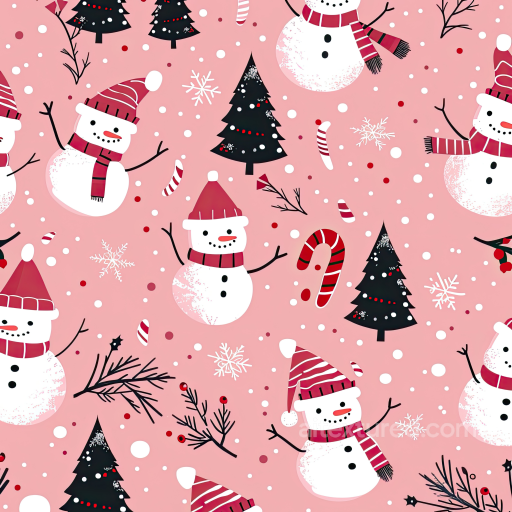 Digital Paper Texture Featuring Snowmen and Christmas Trees seamless All Christmas Digital paper PBR texture