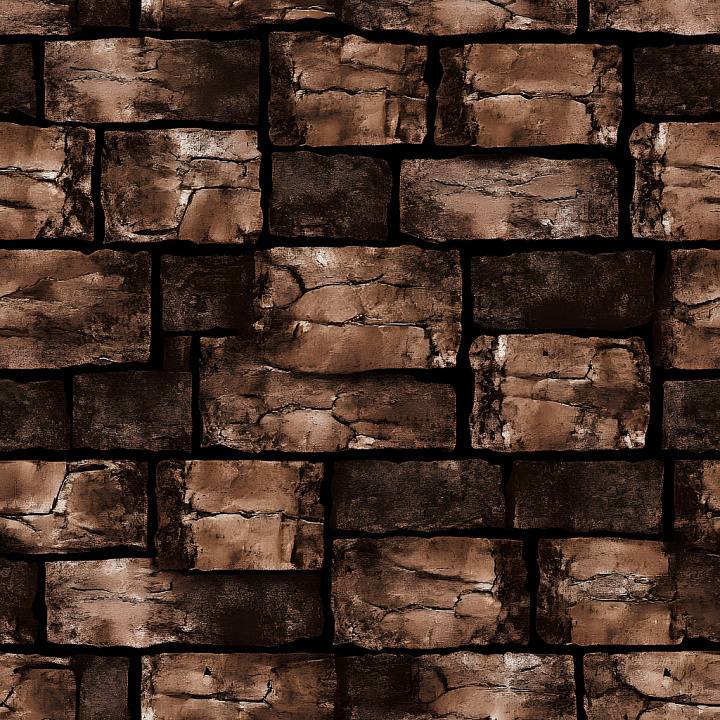 Brown Cracked Brick Wall with Rough Surfaces seamless PBR texture preview